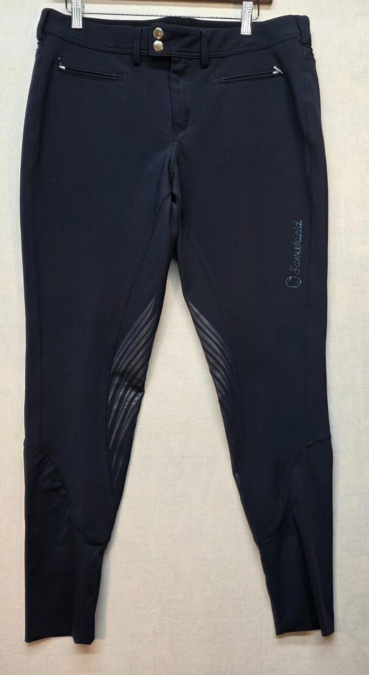 Samshield Adele Navy Riding Breeches US34 Swarovski Crystal Equesterian